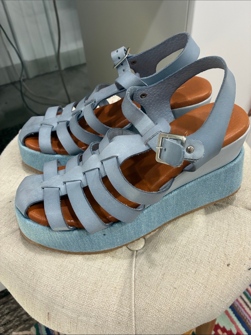 leather wedge sandals